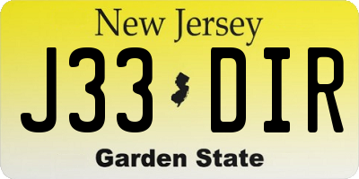 NJ license plate J33DIR