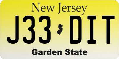 NJ license plate J33DIT