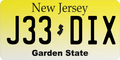 NJ license plate J33DIX