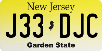 NJ license plate J33DJC