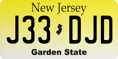 NJ license plate J33DJD