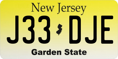NJ license plate J33DJE