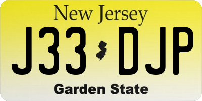NJ license plate J33DJP