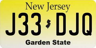 NJ license plate J33DJQ