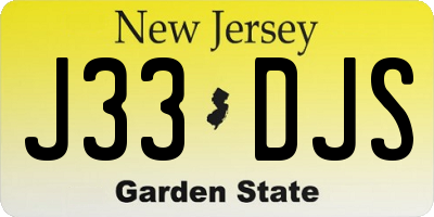 NJ license plate J33DJS