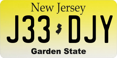 NJ license plate J33DJY