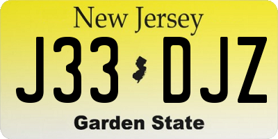 NJ license plate J33DJZ