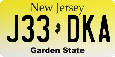 NJ license plate J33DKA