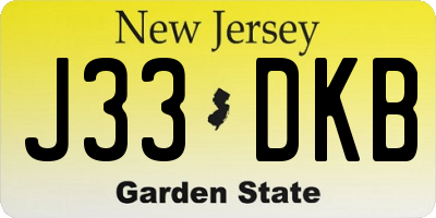 NJ license plate J33DKB