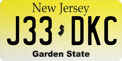 NJ license plate J33DKC