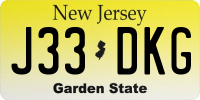 NJ license plate J33DKG