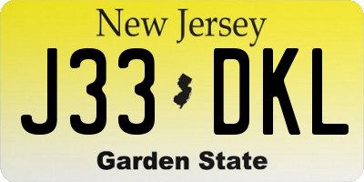 NJ license plate J33DKL