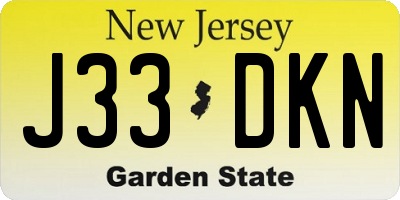 NJ license plate J33DKN