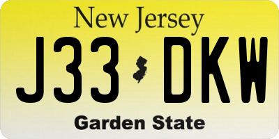 NJ license plate J33DKW