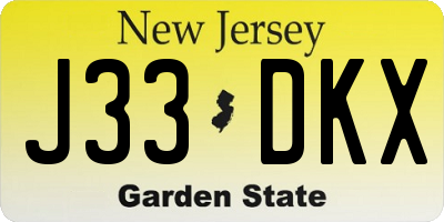 NJ license plate J33DKX