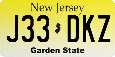 NJ license plate J33DKZ