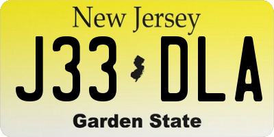 NJ license plate J33DLA