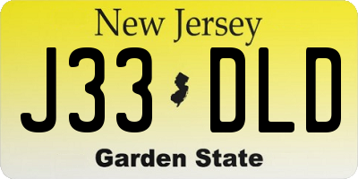 NJ license plate J33DLD