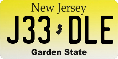 NJ license plate J33DLE