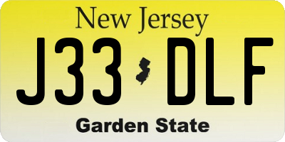 NJ license plate J33DLF