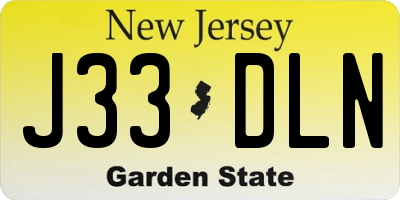NJ license plate J33DLN
