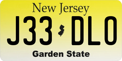 NJ license plate J33DLO