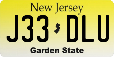 NJ license plate J33DLU