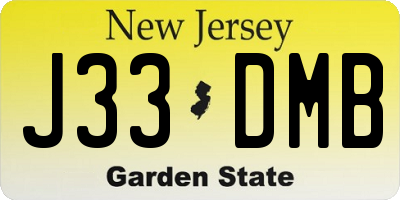 NJ license plate J33DMB