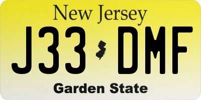 NJ license plate J33DMF
