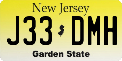 NJ license plate J33DMH