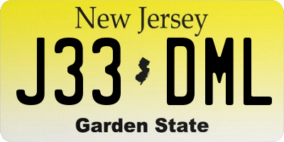 NJ license plate J33DML