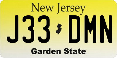 NJ license plate J33DMN