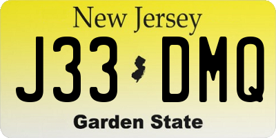 NJ license plate J33DMQ
