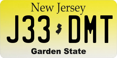 NJ license plate J33DMT