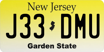 NJ license plate J33DMU