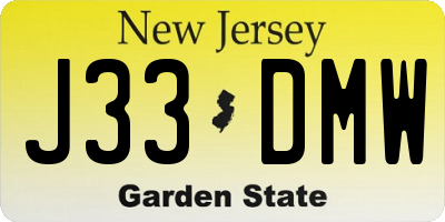 NJ license plate J33DMW