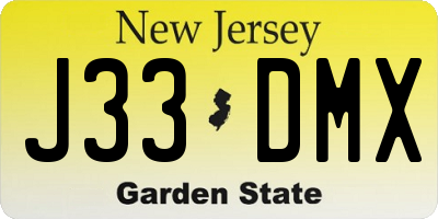 NJ license plate J33DMX