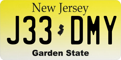 NJ license plate J33DMY