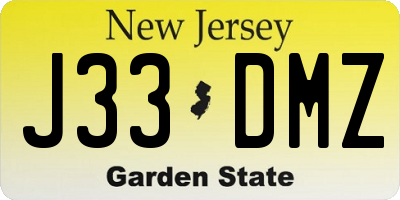 NJ license plate J33DMZ