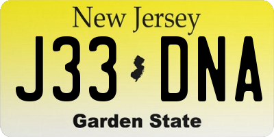 NJ license plate J33DNA