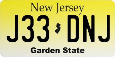 NJ license plate J33DNJ