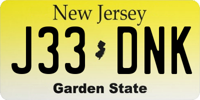 NJ license plate J33DNK