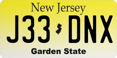 NJ license plate J33DNX