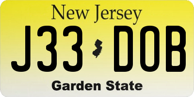 NJ license plate J33DOB