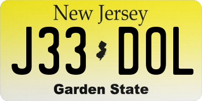 NJ license plate J33DOL