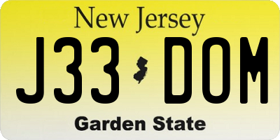 NJ license plate J33DOM