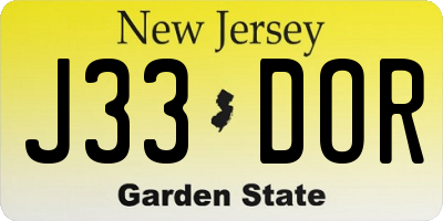 NJ license plate J33DOR