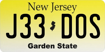 NJ license plate J33DOS