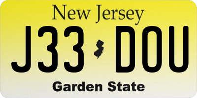 NJ license plate J33DOU
