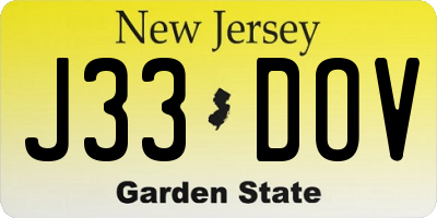 NJ license plate J33DOV